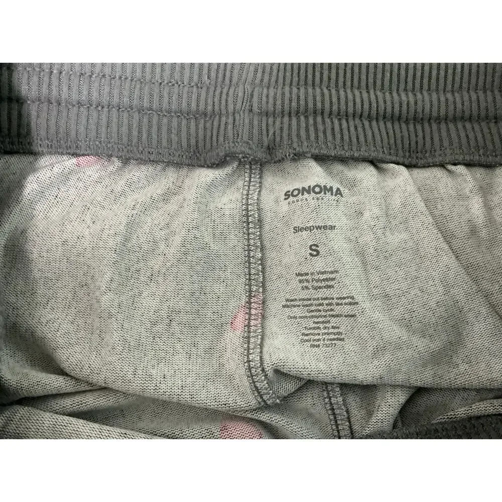 NWOT Sonoma Gray Red Heart Print Sleepwear Pajama Pants Women's Size Small